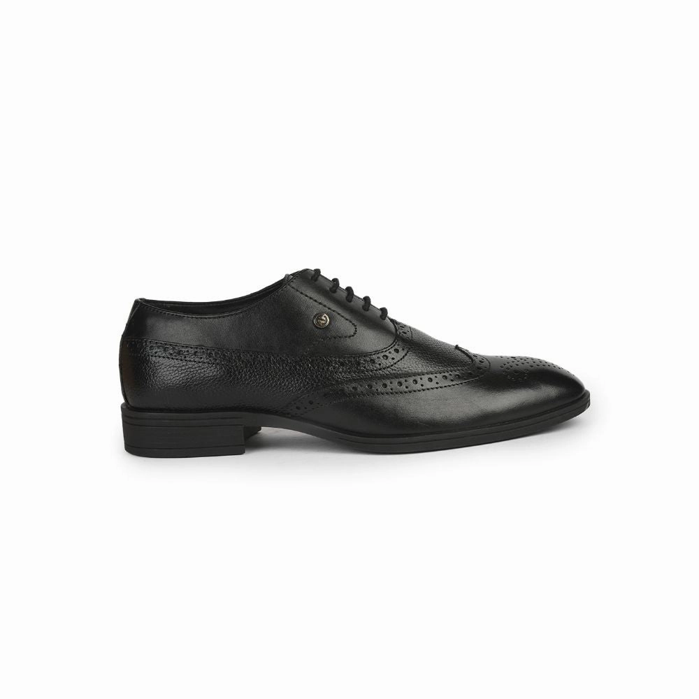 Healers Formal Black Lacing Brogue Shoes For Men AV-20 By Liberty Durable Make Urban Executive Textured Finish Sharp Dresser