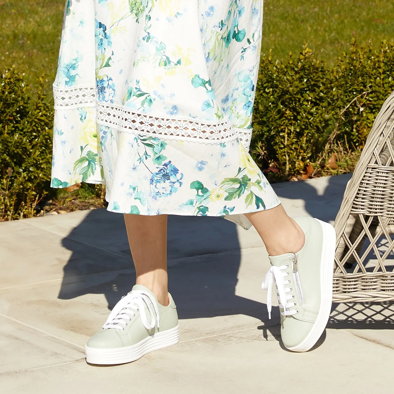 Hero: Mint Leather Stretch Step Slip On Style