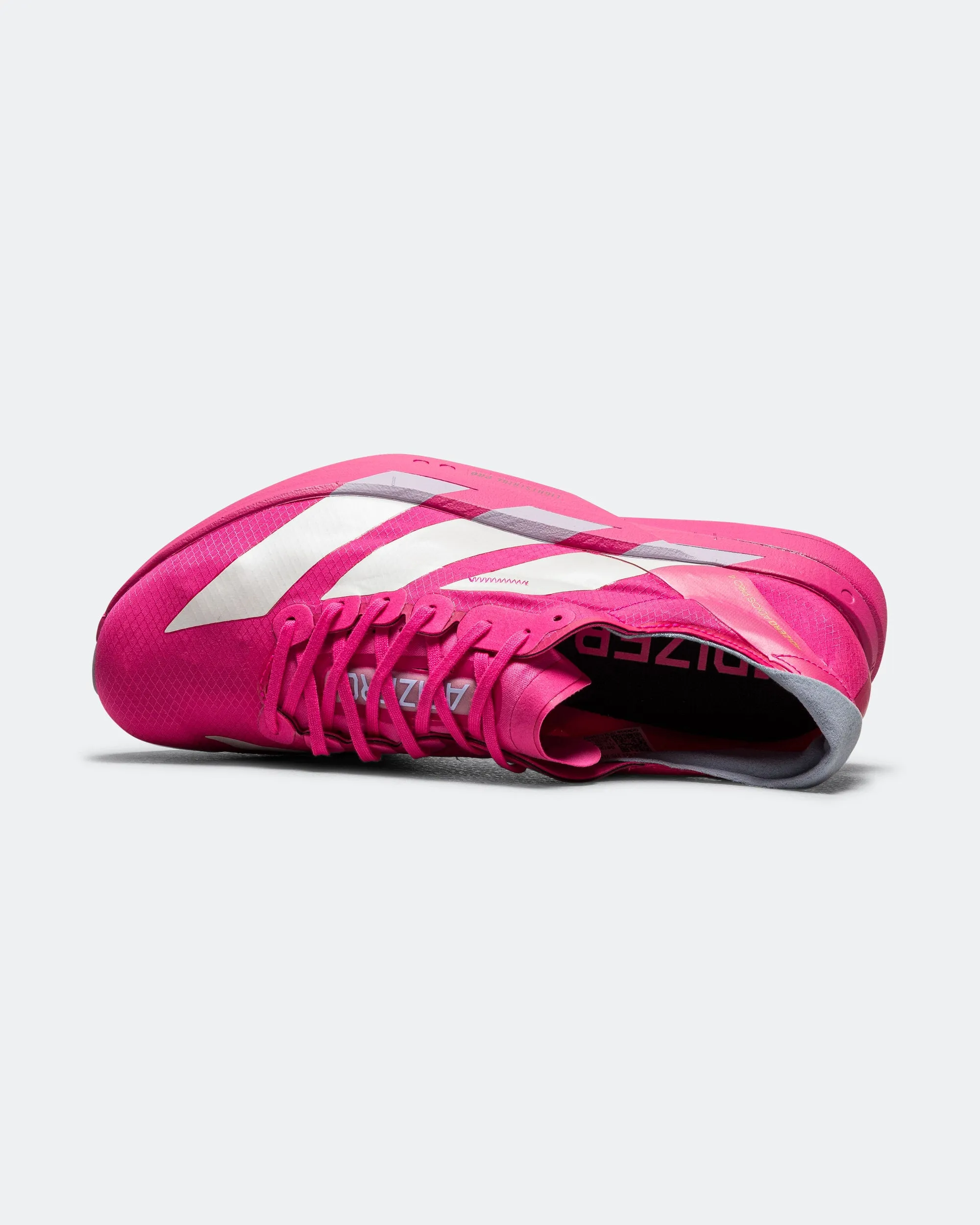 Cushioned ride All-Weather Design Womens Adizero Adios Pro 4 - Shock Pink/Zero Metallic-Aurora Plum