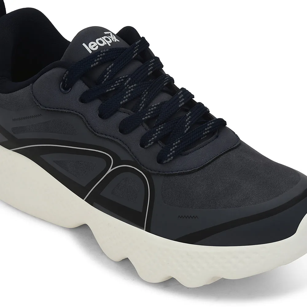 Running Water Bottles Leap7x Navy Blue Sports Lacing Running Shoes For Men WATSON-1E By Liberty