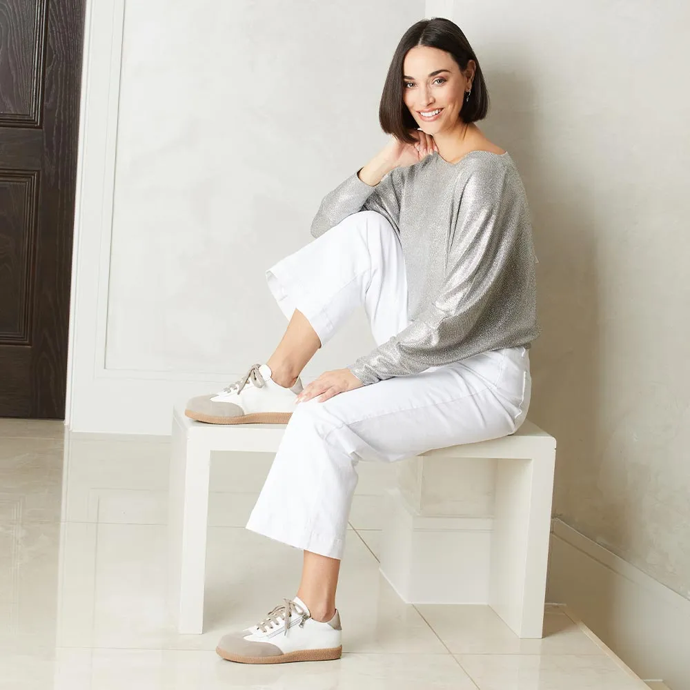 Pixie: White Leather & Taupe Suede Lifestyle Focus Evening Hike