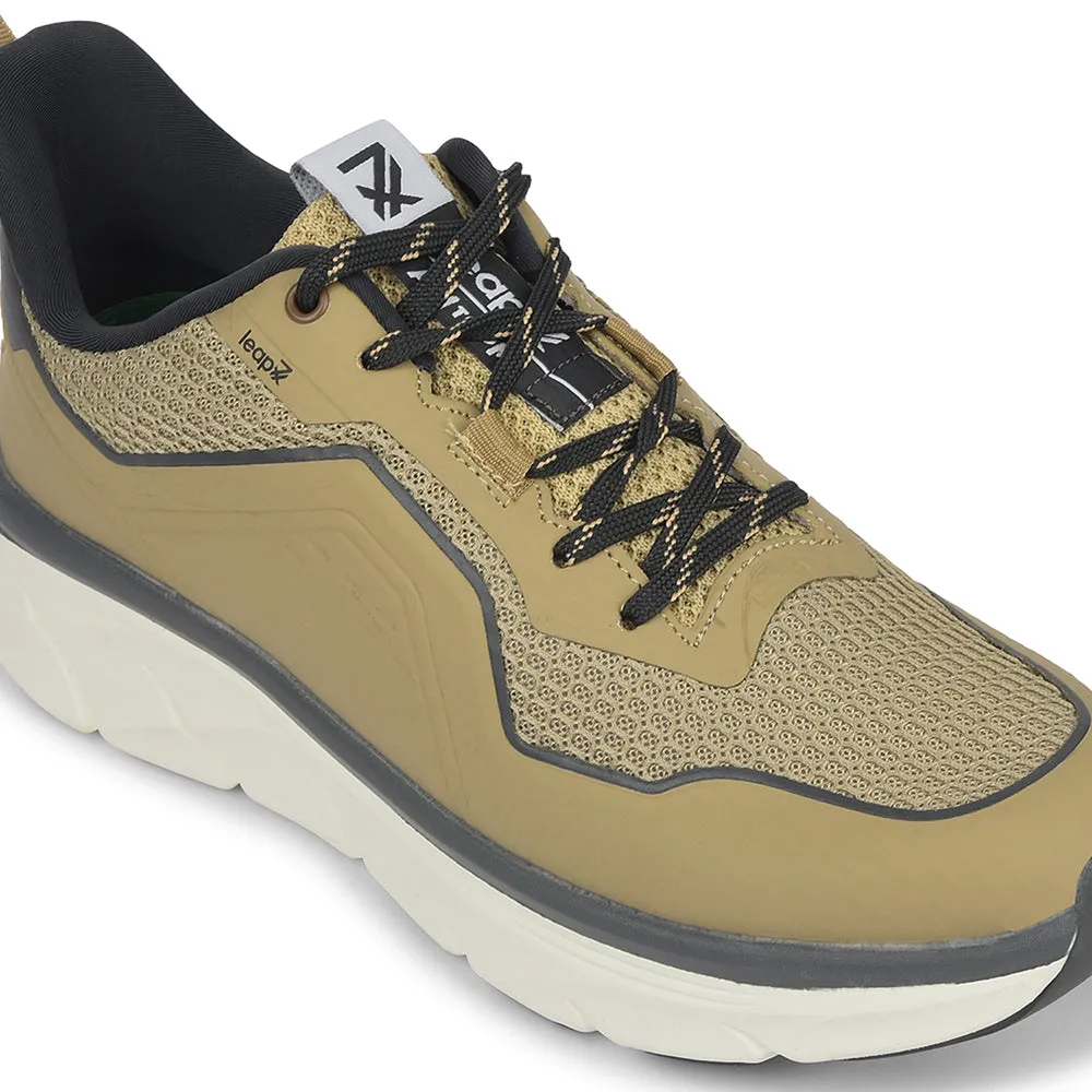 Leap7x Beige Sports Lacing Running Shoes For Men MANILA By Liberty Comfort Fit Socks