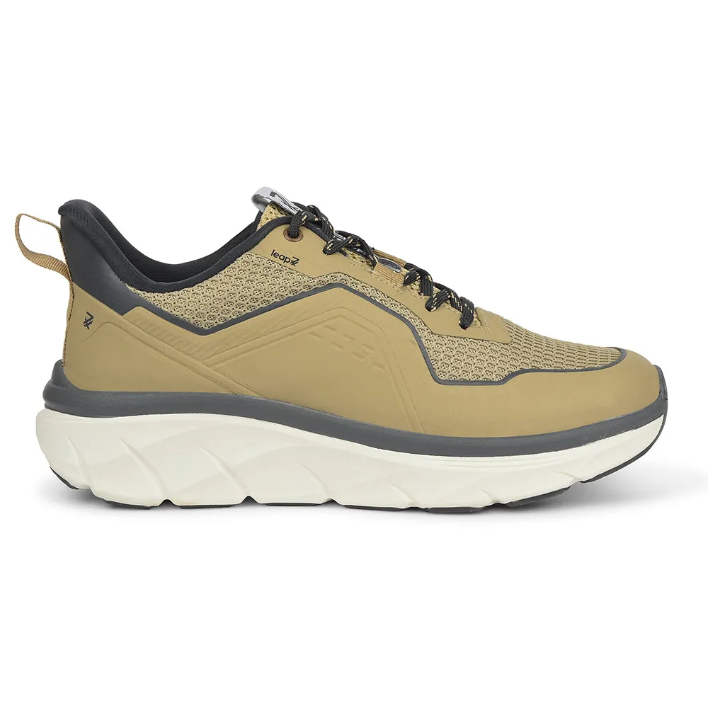 Leap7x Beige Sports Lacing Running Shoes For Men MANILA By Liberty Tuned Rebound Technology non - branded
