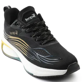 Rolling Gait Technology padded - collar shoes Leap7x Black Sports Lacing Running Shoes For Men MOSCOW-2 By Liberty