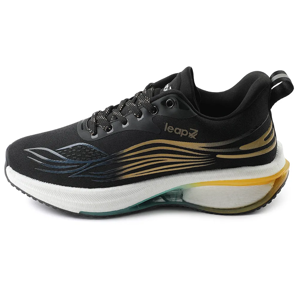 promote healthy running style - brand shoes Leap7x Black Sports Lacing Running Shoes For Men MOSCOW-2 By Liberty