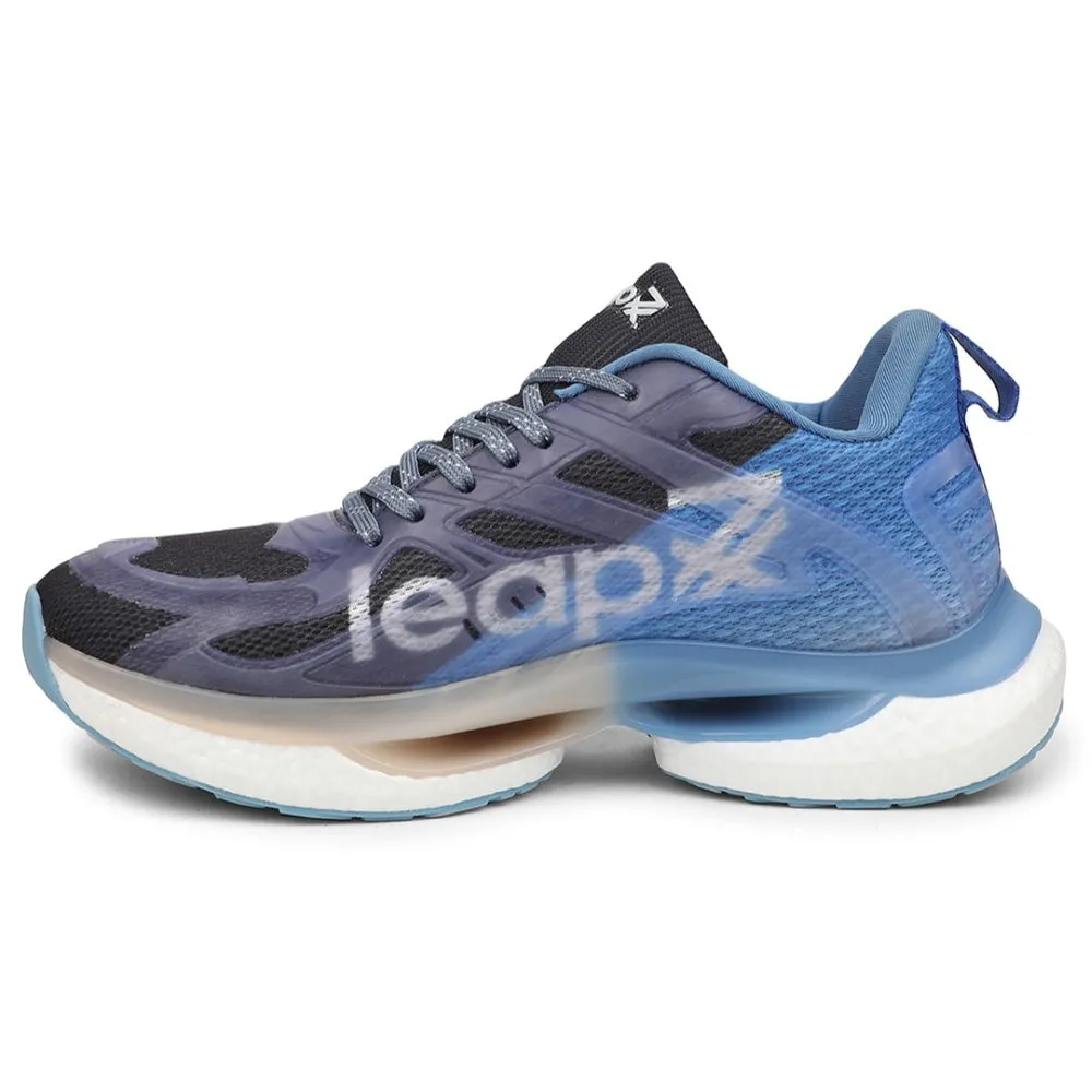 Leap7x Black Sports Lacing Running Shoes For Men RWM-01 By Liberty running with a smooth outsole