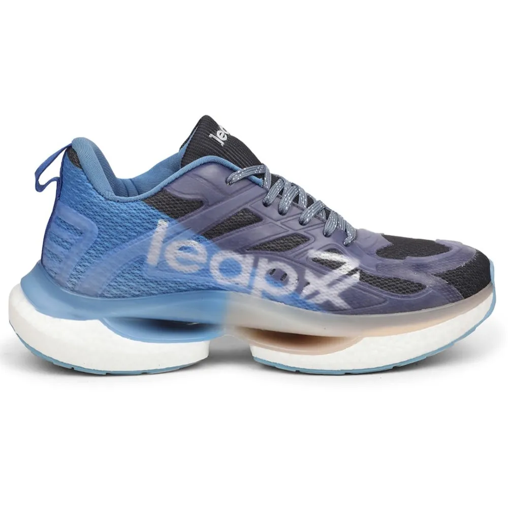 Leap7x Black Sports Lacing Running Shoes For Men RWM-01 By Liberty Hyperelastic Polymer