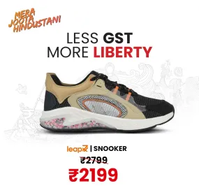 Leap7x Black Sports Lacing Running Shoes For Men SNOOKER By Liberty style - conscious shoes Asymmetric Heel Cup