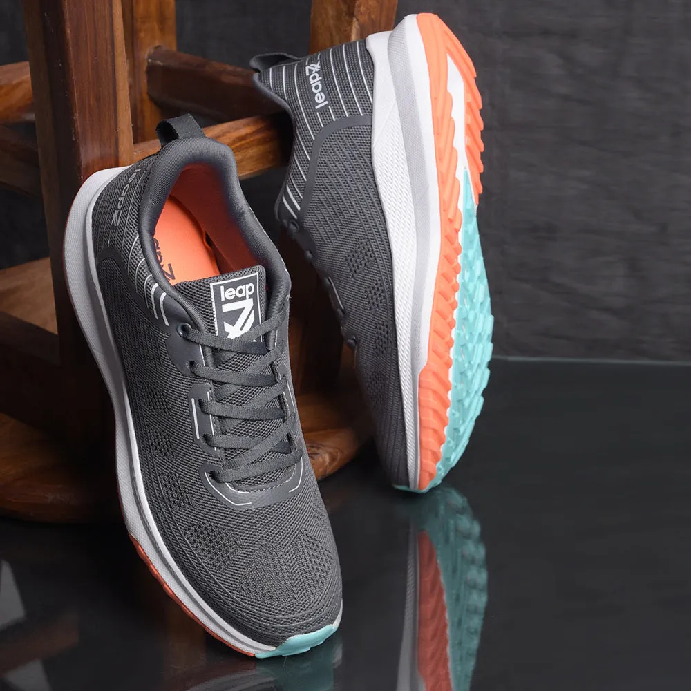 Leap7x By Liberty Men RW-12 Grey Sports Lacing Shoes Responsive cushioning