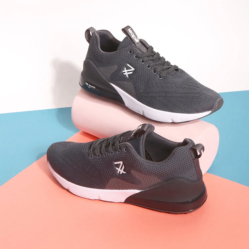 Leap7x Lacing Sports Shoes For Men (Grey) REVOLT By Liberty elastic - lace shoes