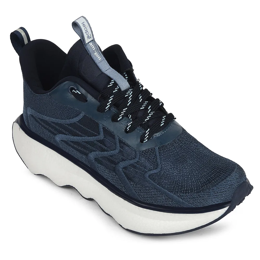 Leap7x Navy Blue Sports Lacing Running Shoes For Men GHD-101 By Liberty Superior Comfort