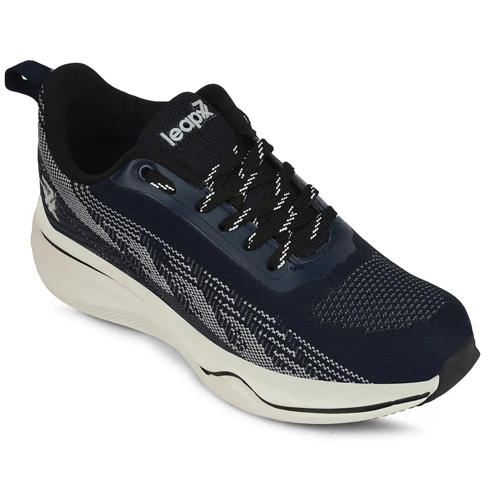 durable nylon shoes Leap7x Navy Blue Sports Lacing Running Shoes For Men GHD-35 By Liberty