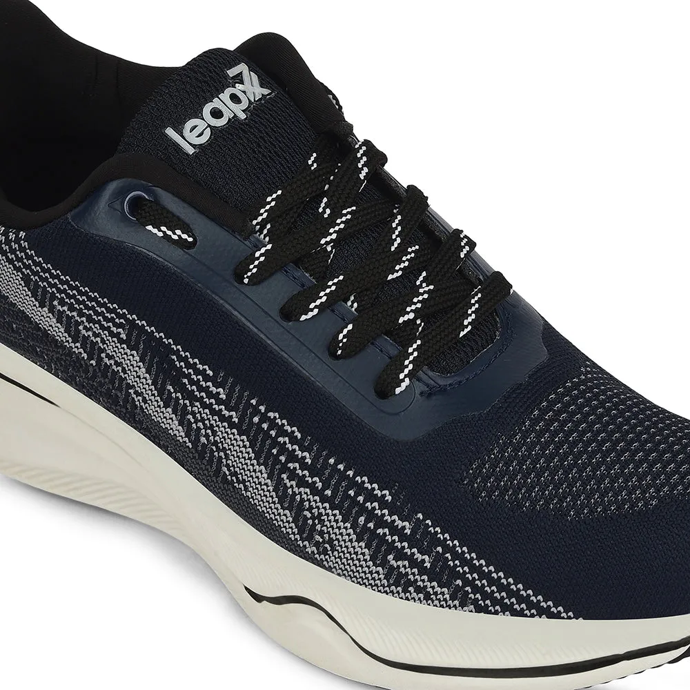 Leap7x Navy Blue Sports Lacing Running Shoes For Men GHD-35 By Liberty Ventilated Footbed