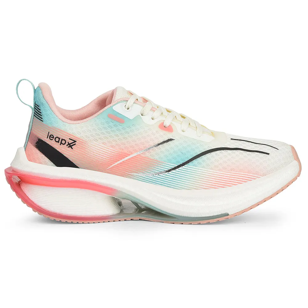 Leap7x Peach Sports Lacing Running Shoes For Women ARMENIA By Liberty Impact Diffusion Technology Contoured Arch Design