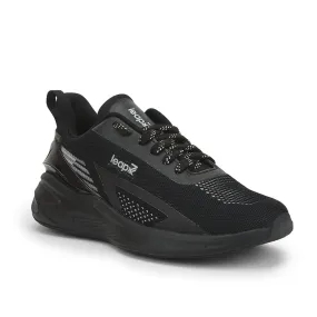 Leap7x Sports Lacing Shoe For Men ( Black ) REVOLVE By Liberty Abrasion Resistant Mesh Torsional Stability Frame