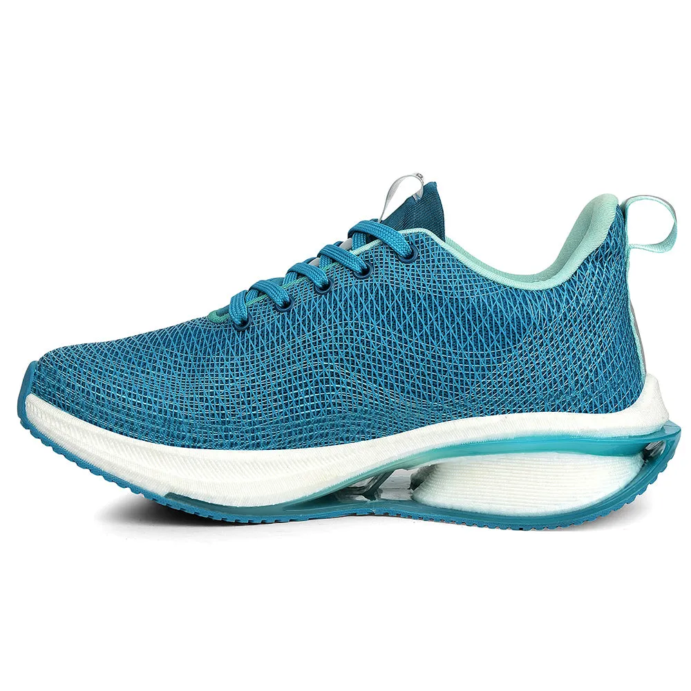 Reinforced Eyelet Design Leap7x Teal Blue Sports Lacing Running Shoes For Women ARMENIA-3 By Liberty