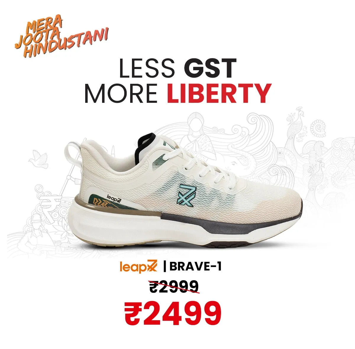 Leap7x White Sports Lacing Running Shoes For Men BRAVE-1 By Liberty polo shoes Safe usage