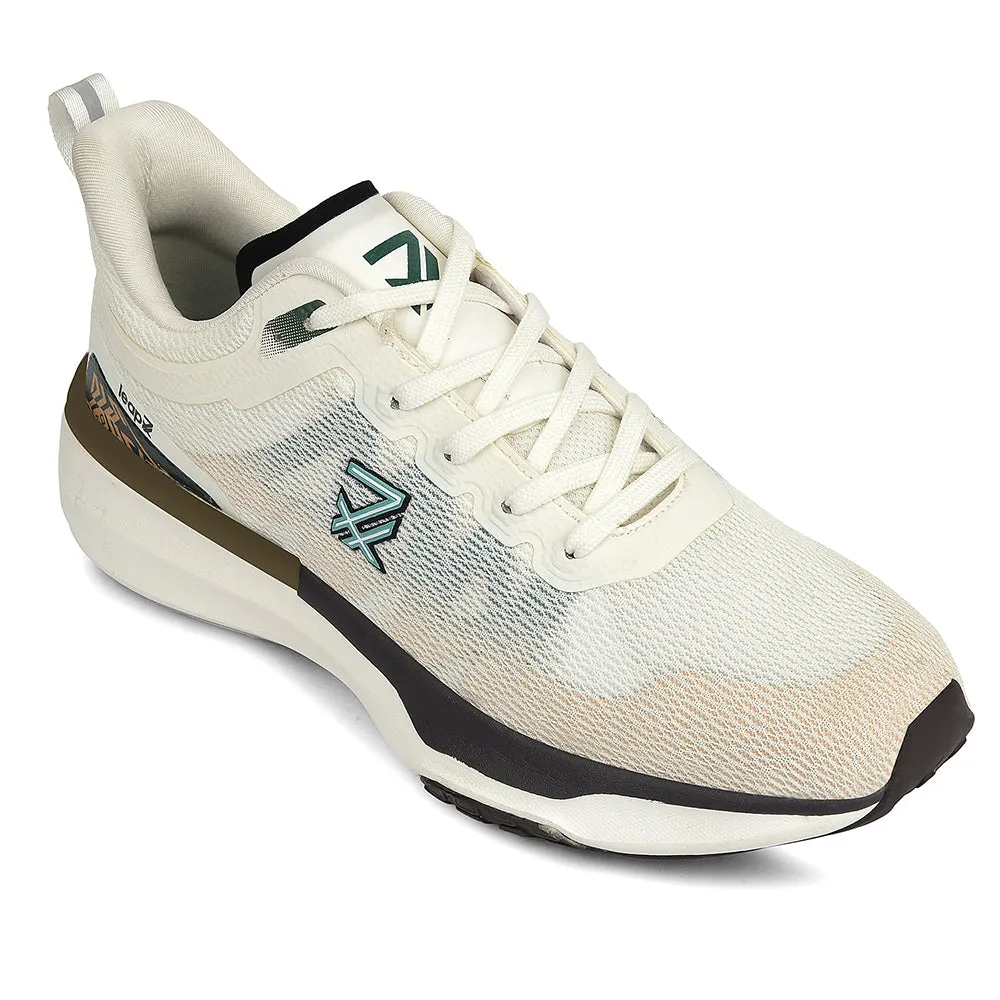 Leap7x White Sports Lacing Running Shoes For Men BRAVE-1 By Liberty Heat Dissipating Fabric