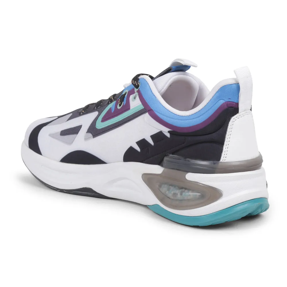 Leap7x White Sports Lacing Running Shoes For Men HANOVER-1 By Liberty Non Restrictive Flex Grooves suitable for adults