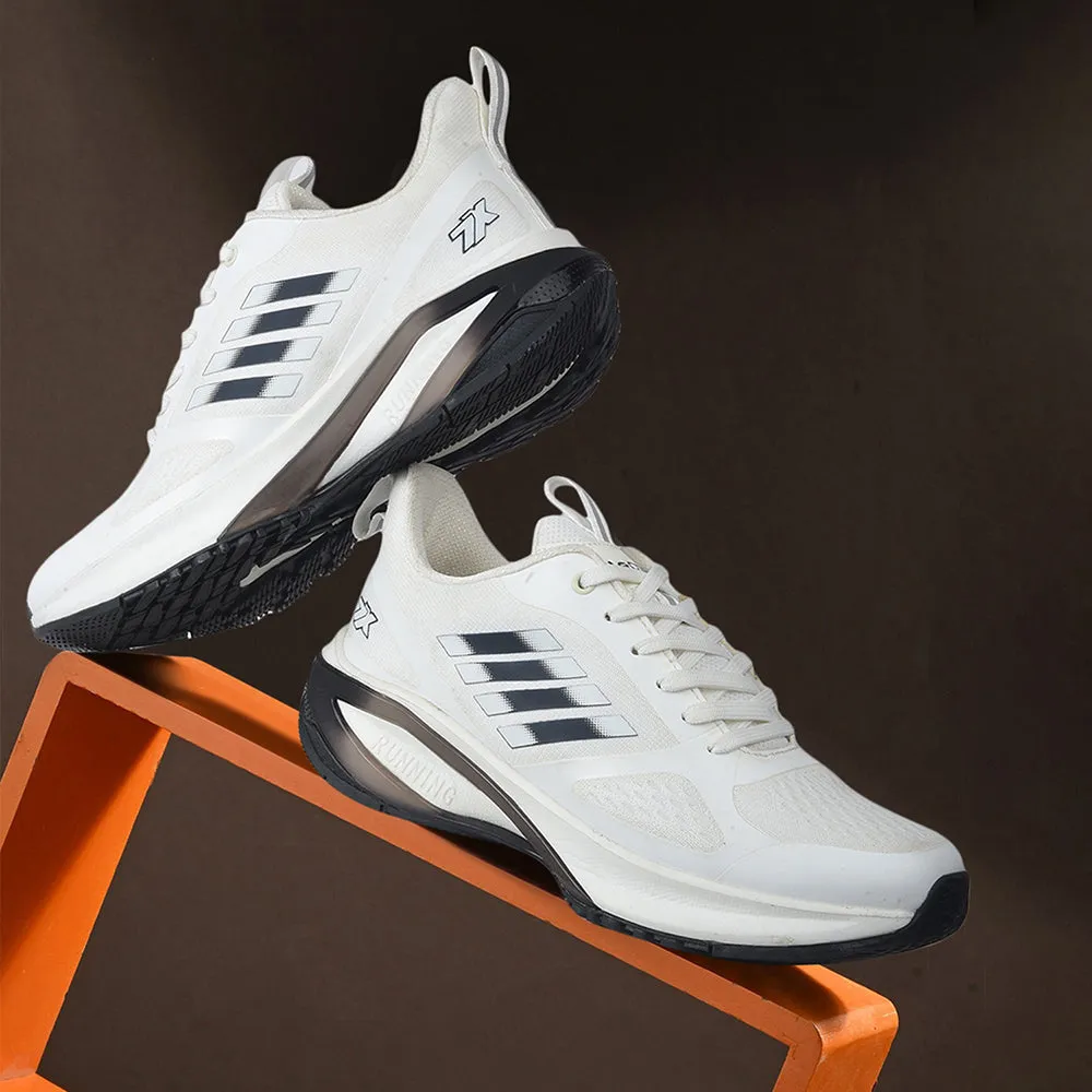 Leap7x White Sports Lacing Running Shoes For Men RUNNY-1E By Liberty Bonded Seamless Upper