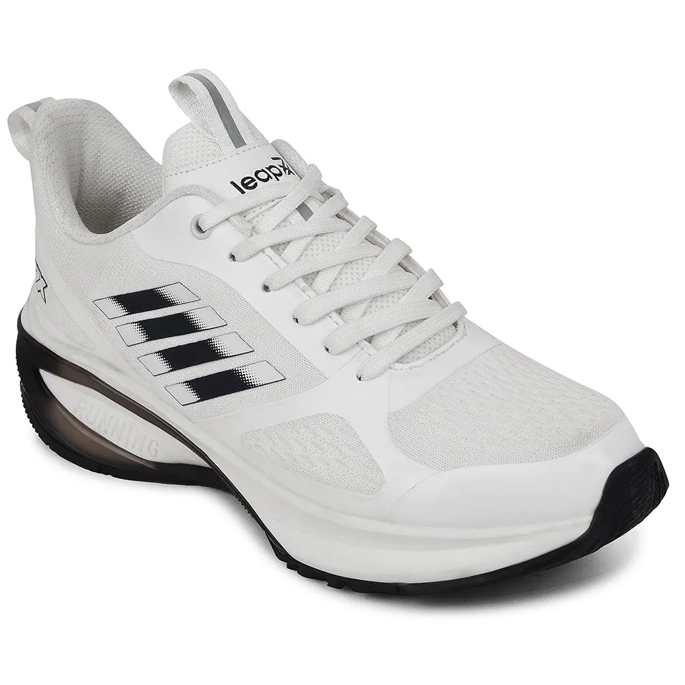 Leap7x White Sports Lacing Running Shoes For Men RUNNY-1E By Liberty Heat Sealed Seam Construction