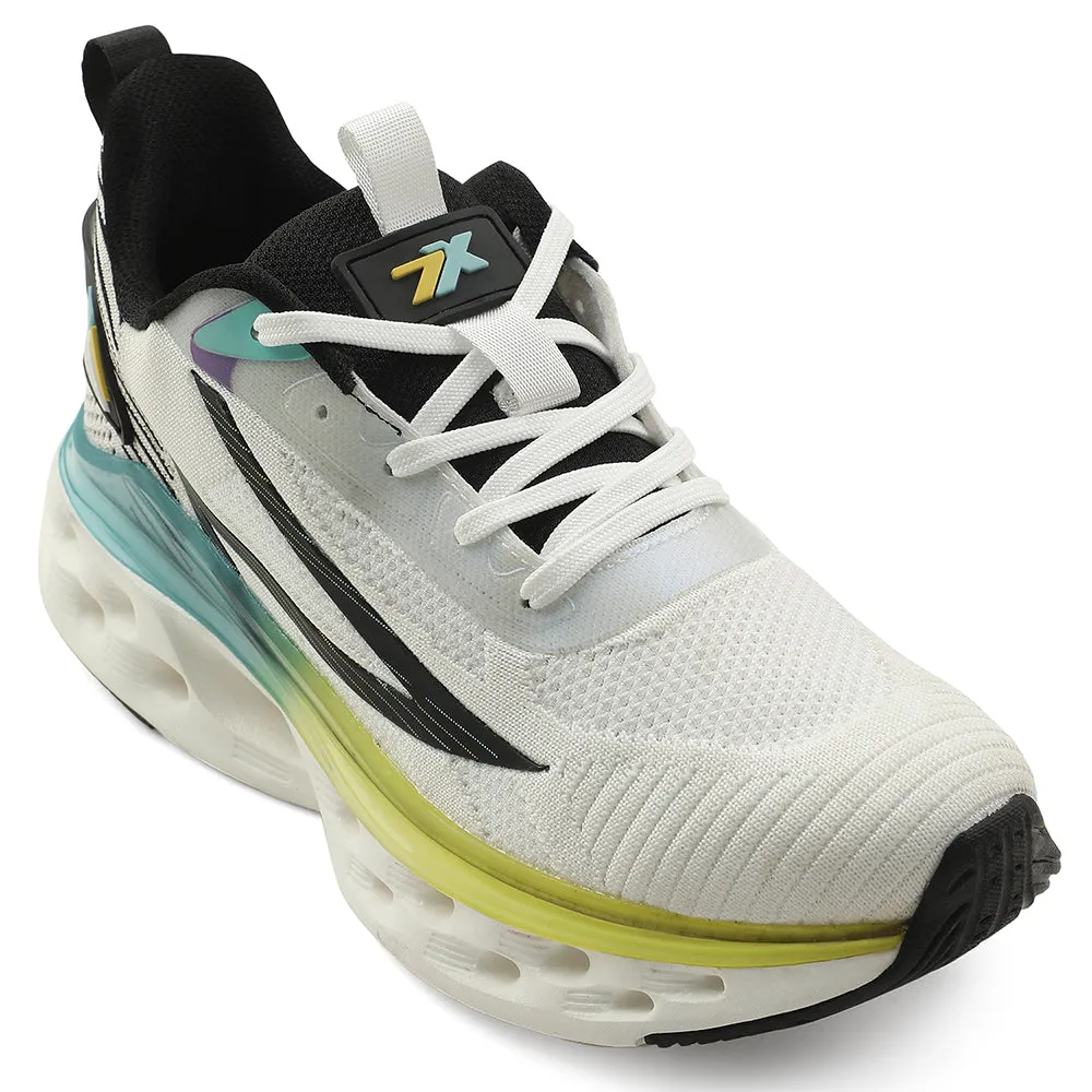 Leap7x White Sports Running Shoes For Men NEPTUNE-1E By Liberty Supportive Heel Cup Night Run
