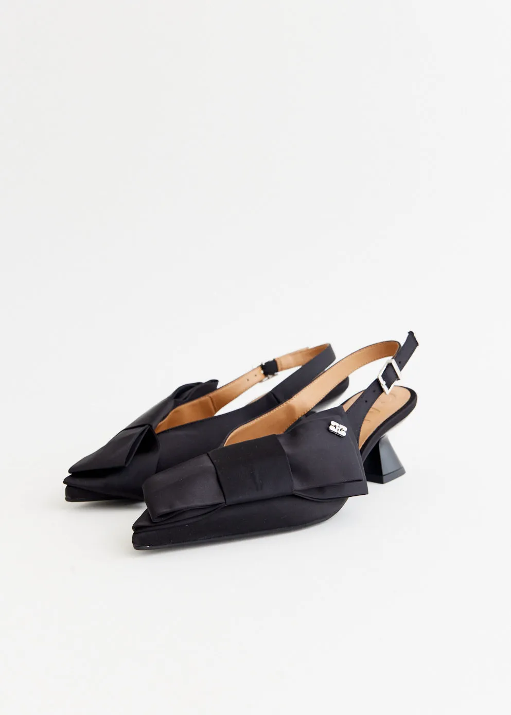 Big Bow Slingback Kitten Heel Pumps durable soles Every Occasion