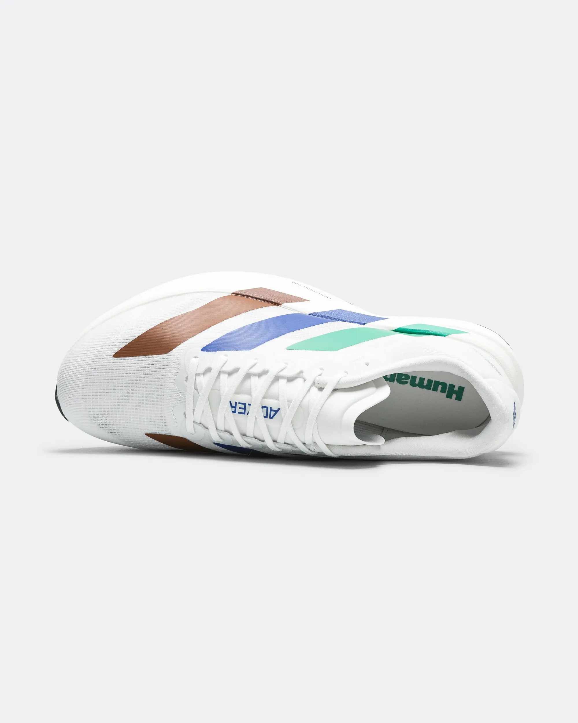 Workwear Match Canvas Construction Mens Adizero Evo SL x Humanrace - Footwear White/Semi Court Green-Semi Lucid Blue