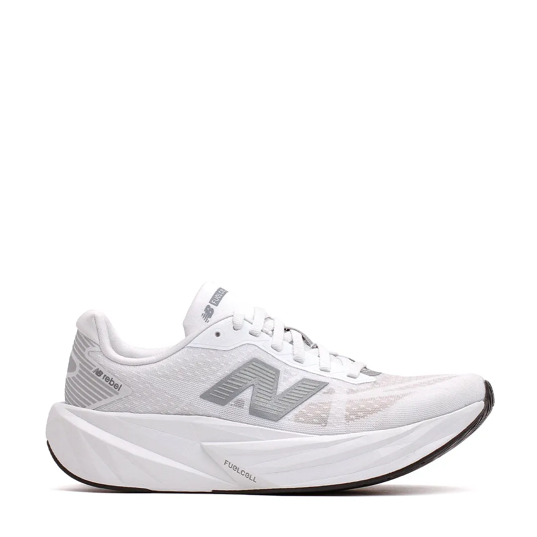 Reinforced Achilles Pad New Balance Women FuelCell Rebel v5 White Silver WFCXLM5