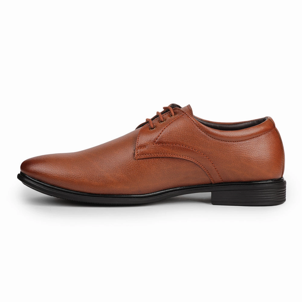 Fortune Tan Formal Lacing Derby Shoes For Men HOL-130E By Liberty Sleek Slim Comfort Light cushion