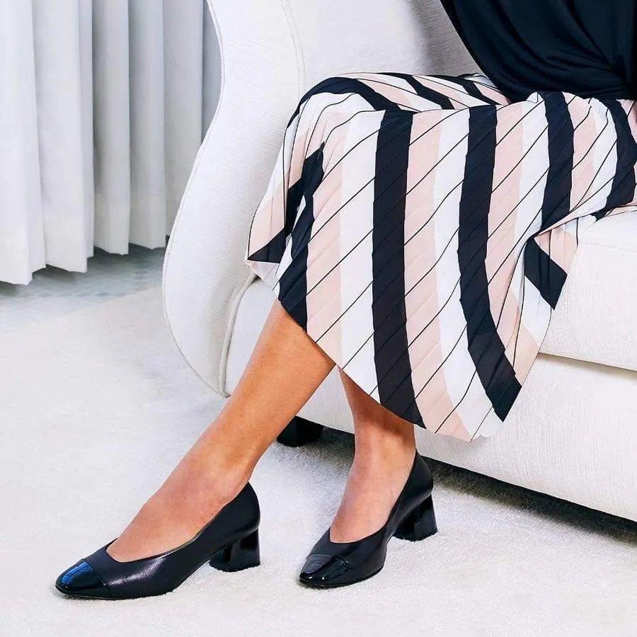 Shockproof Heel Quick Jog Valencia: Black Leather & Patent