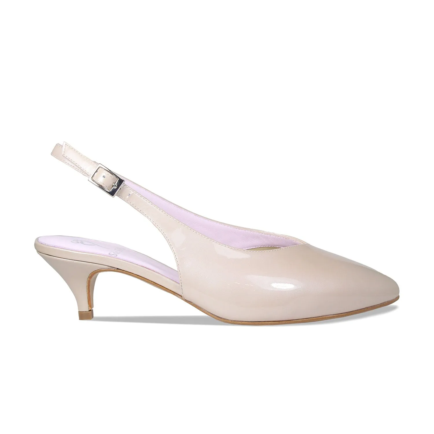 padded lining Open Mesh India: Pale Taupe Patent Leather