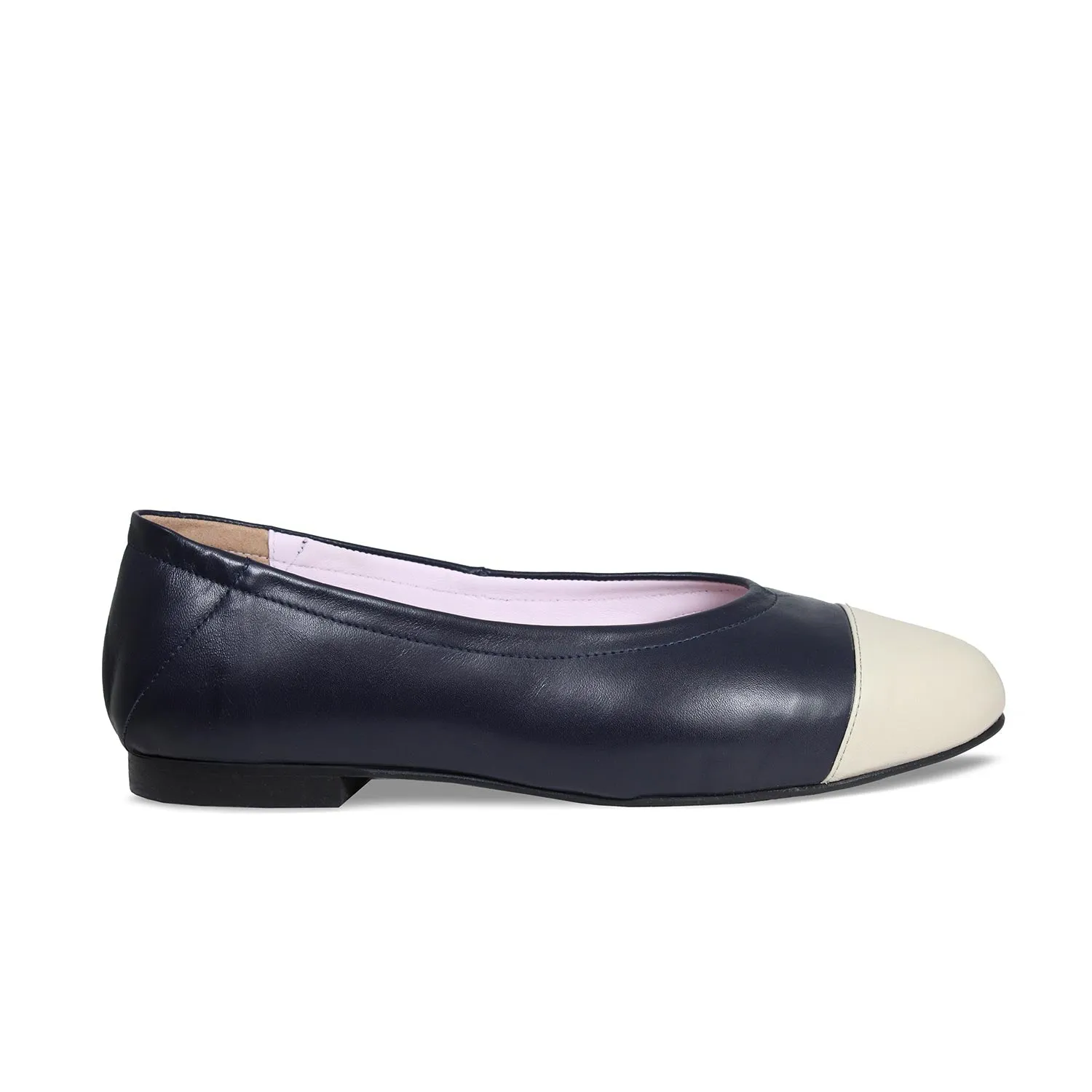Luna: Navy & Cream Leather Breathable Inner Sock