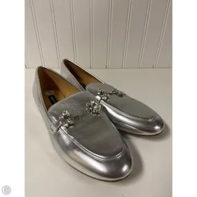 Ankle Collars On Track Shoes Flats By Nine West In Silver, Size: 7