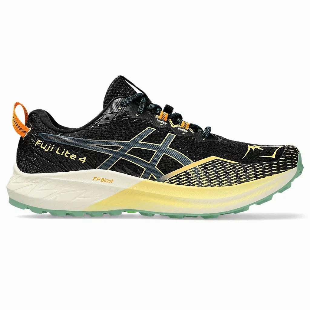 Hot weather run Men's Asics Fuji Lite 4 Black/Magnetic Blue High - End Performance Build