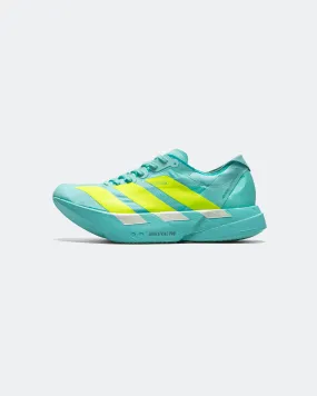 Moisture   Wicking Mens Adizero Adios Pro 4 -  Semi Flash Aqua/Lucid Lemon-Mint Ton