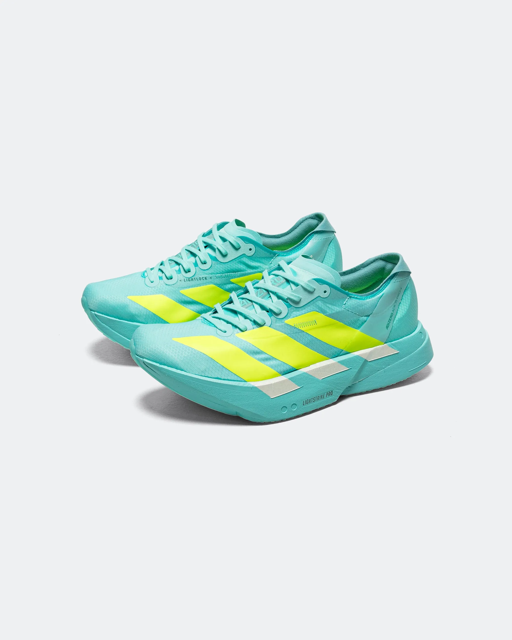 Firm Grip Lake Trek Mens Adizero Adios Pro 4 -  Semi Flash Aqua/Lucid Lemon-Mint Ton