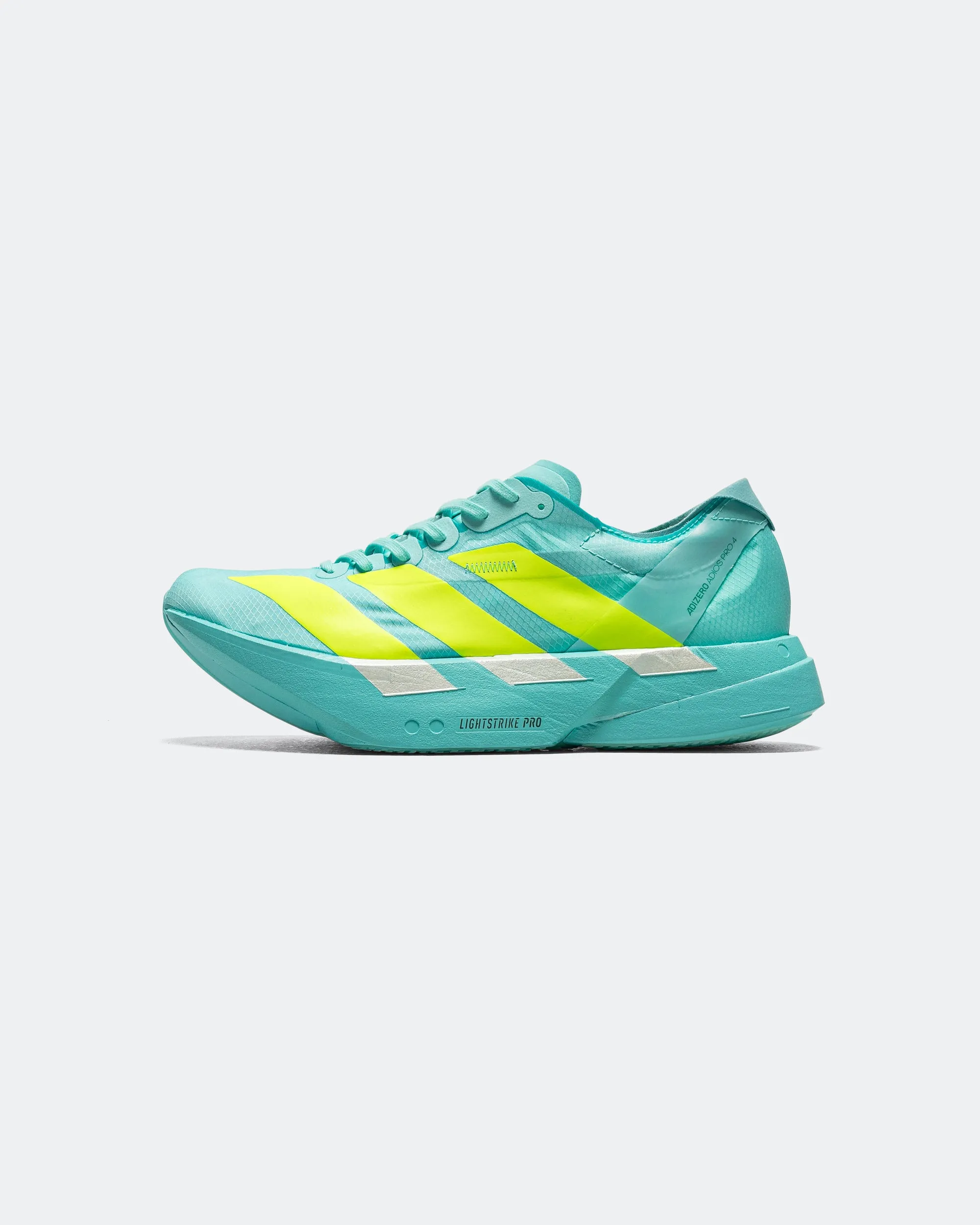 Moisture   Wicking Mens Adizero Adios Pro 4 -  Semi Flash Aqua/Lucid Lemon-Mint Ton