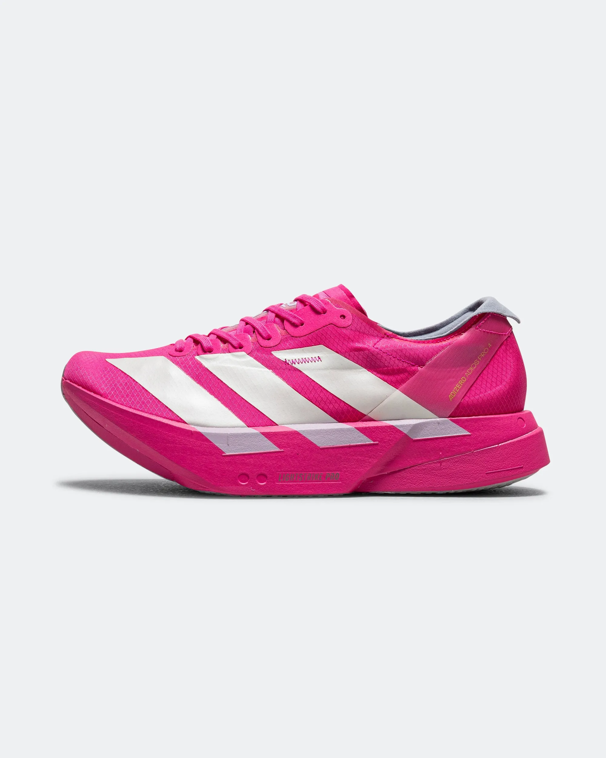 Mens Adizero Adios Pro 4 - Shock Pink/Zero Metallic-Aurora Plum Buckle Design Wave Hike