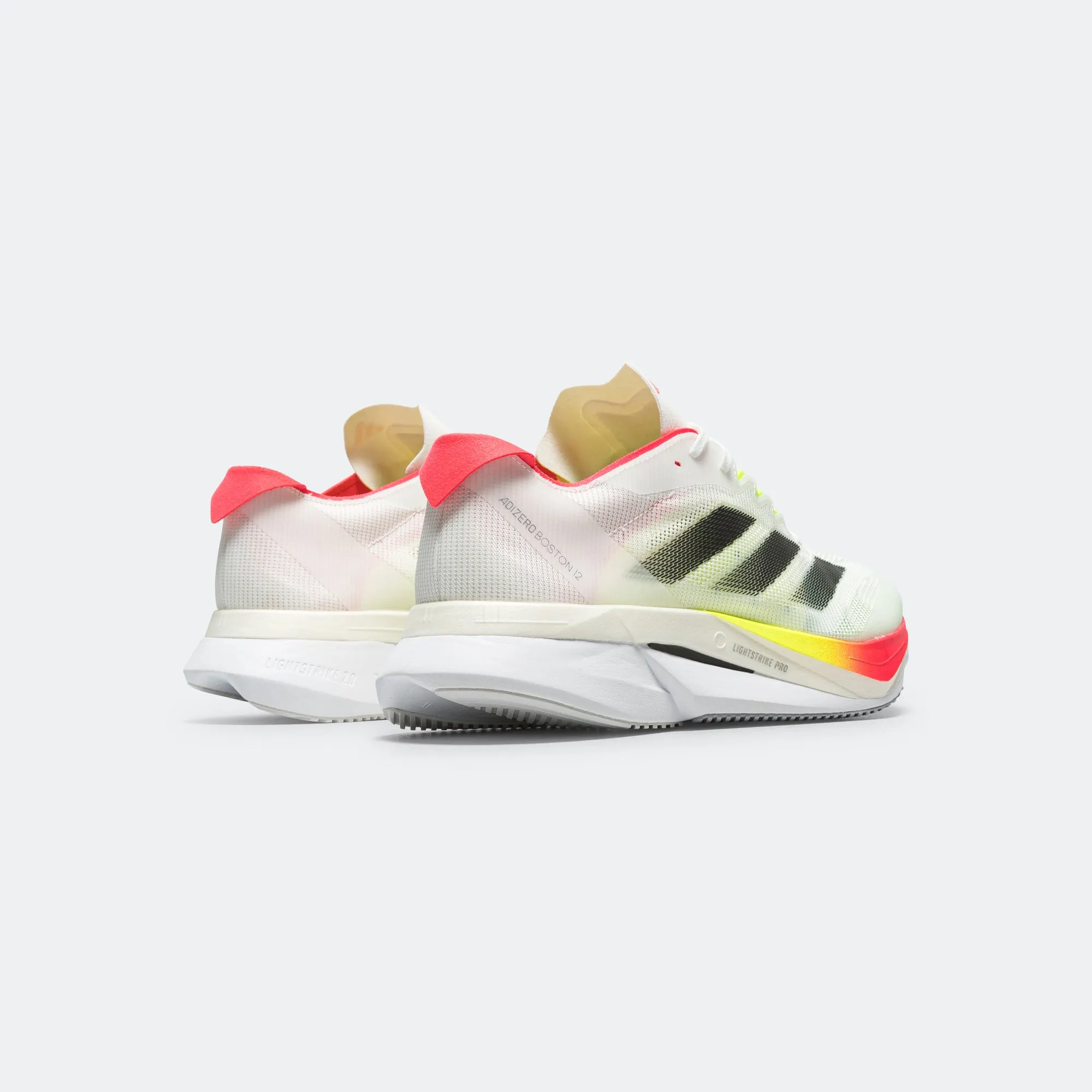 Go Casual SyntheticMaterial Mens Adizero Boston 12 - Cloud White/Core Black-Semi Lucid Red