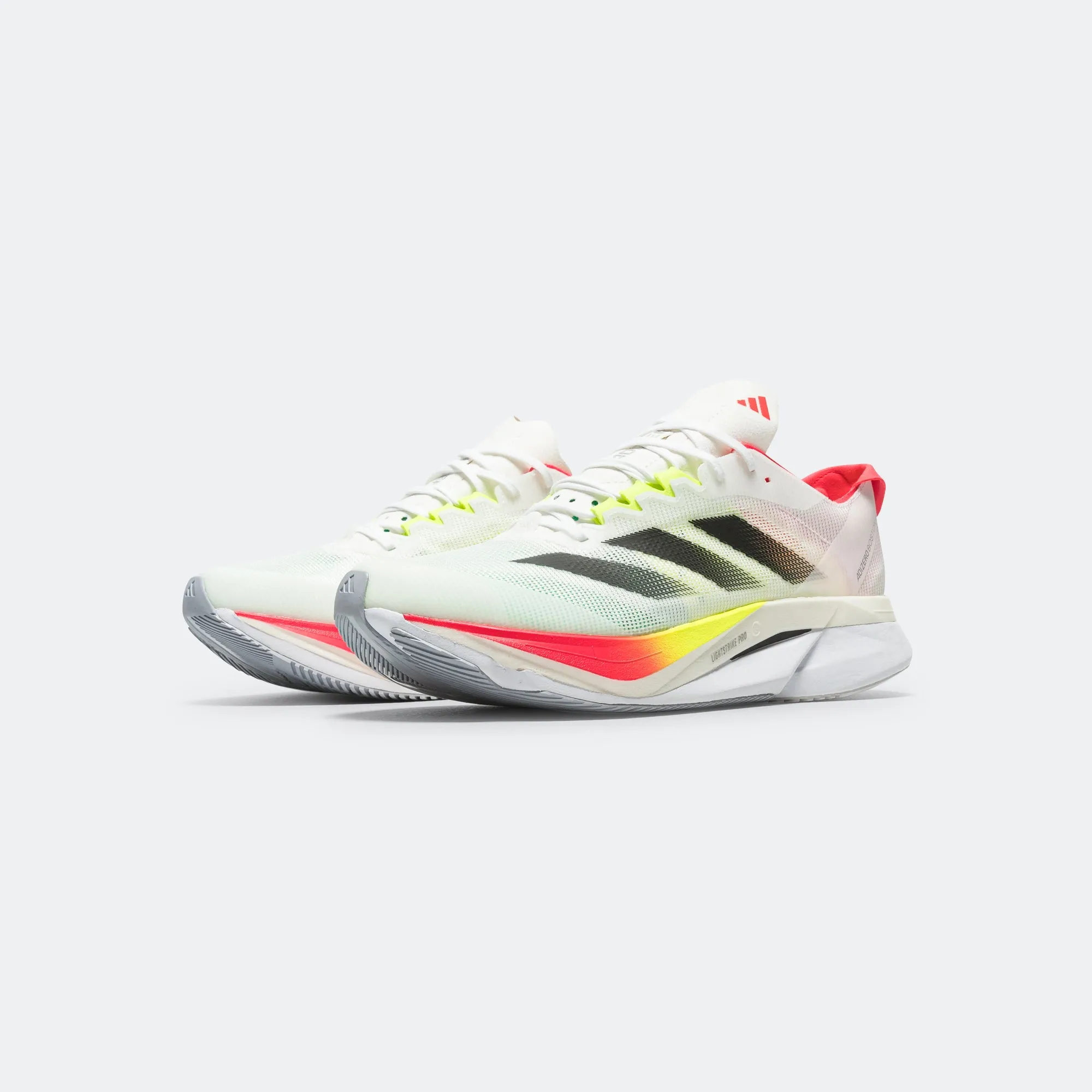 Mens Adizero Boston 12 - Cloud White/Core Black-Semi Lucid Red Trail Run
