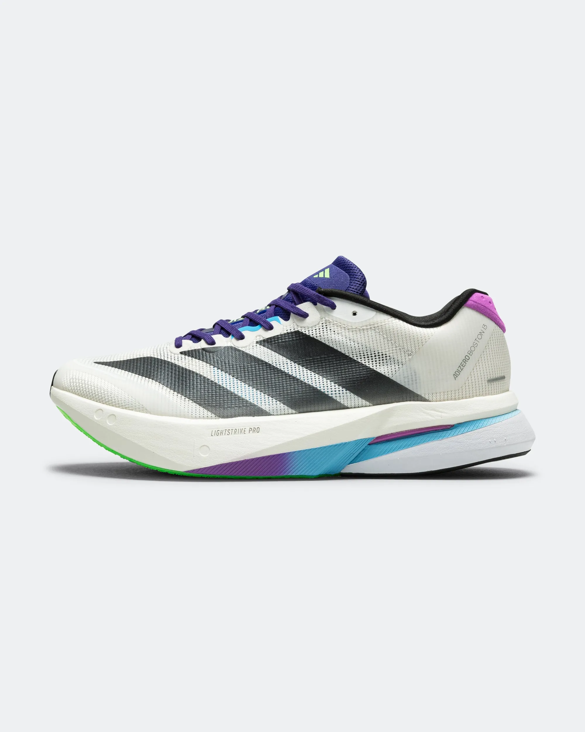 Mens Adizero Boston 13 - Core White/Core Black-Lime Burst Medit Cool