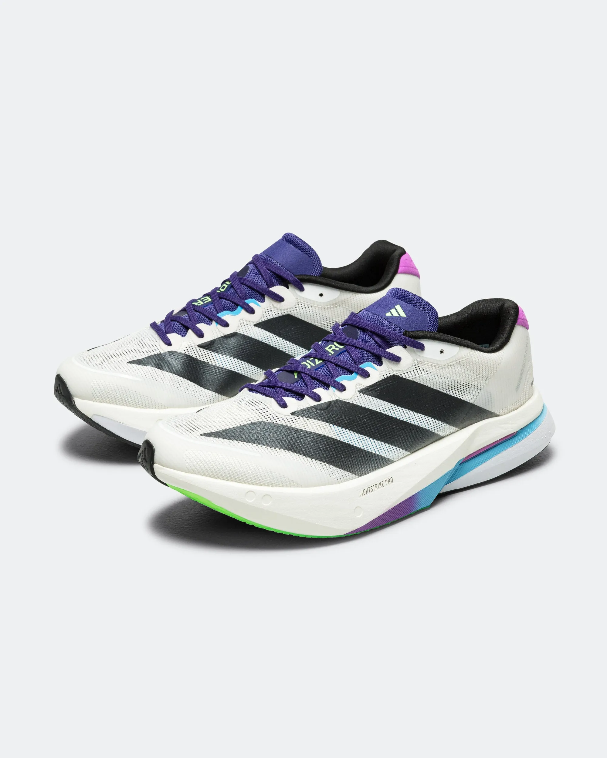 Flexible form Wild Hike Mens Adizero Boston 13 - Core White/Core Black-Lime Burst