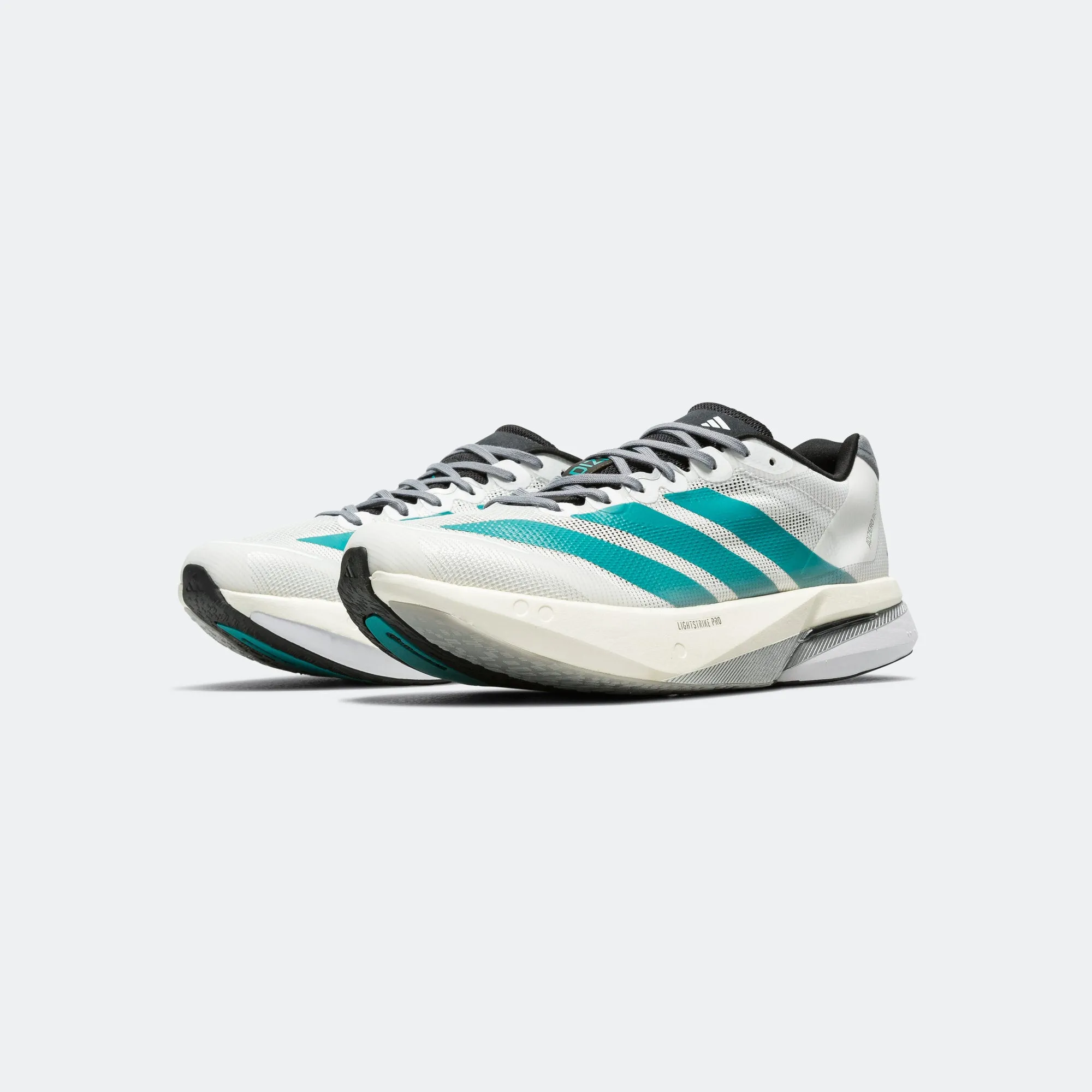 No Lace Sunrise Path Mens Adizero Boston 13 EQT - Cloud White/Pure Teal-Grey