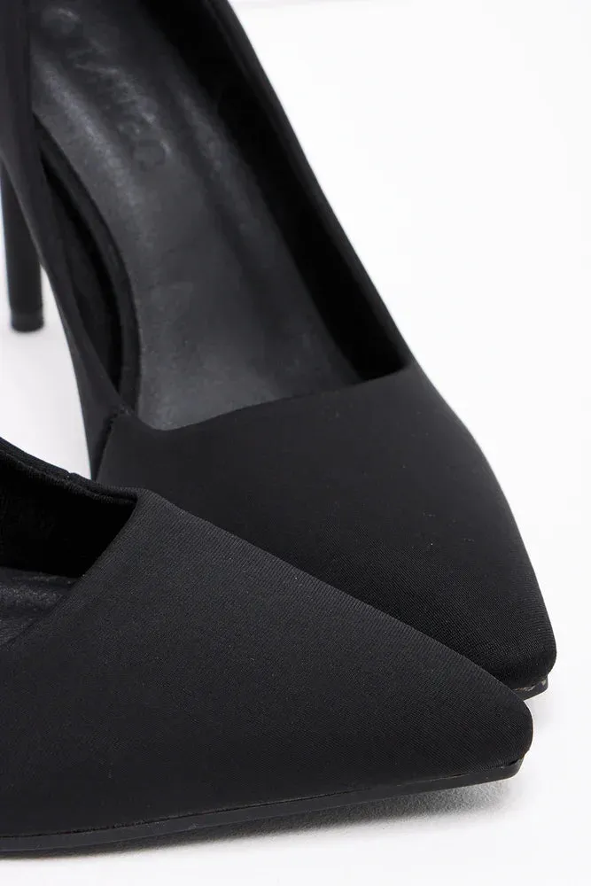 Heel Court Shoe Black Chunky Heel