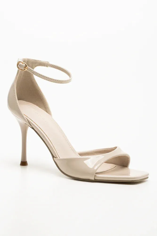 Patent Sandal Heels Natural Wedding Shoes