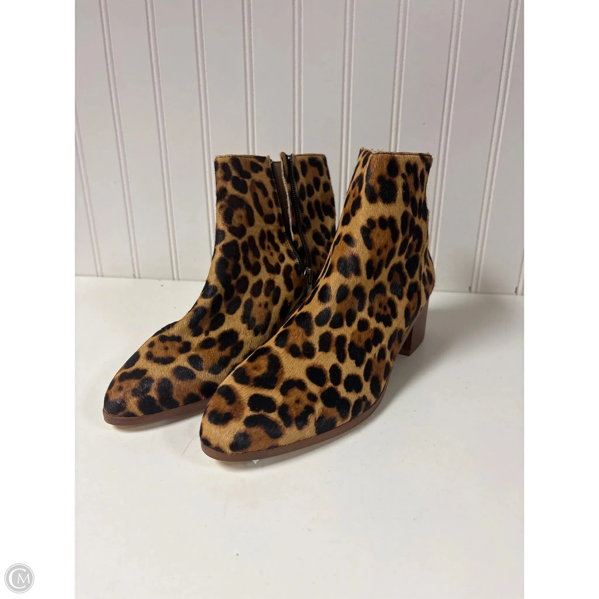 Boots Ankle Heels By J. Crew In Animal Print, Size: 7 Cozy Lining