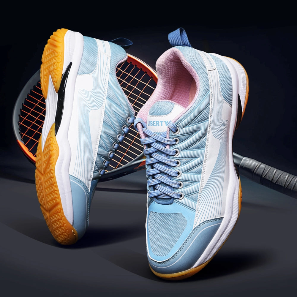 FREEDOM Sky Blue Sports Non-Marking Paddle/Pickleball & Badminton Shoes For Men GRIPPER-01 By Liberty Hard Surface
