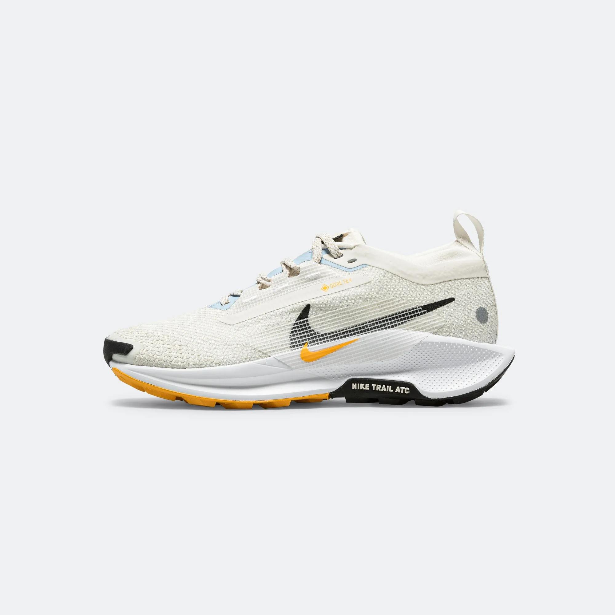 Womens ReactX Pegasus Trail 5 GORE-TEX - Phantom White/University Gold-Black Wide toe box