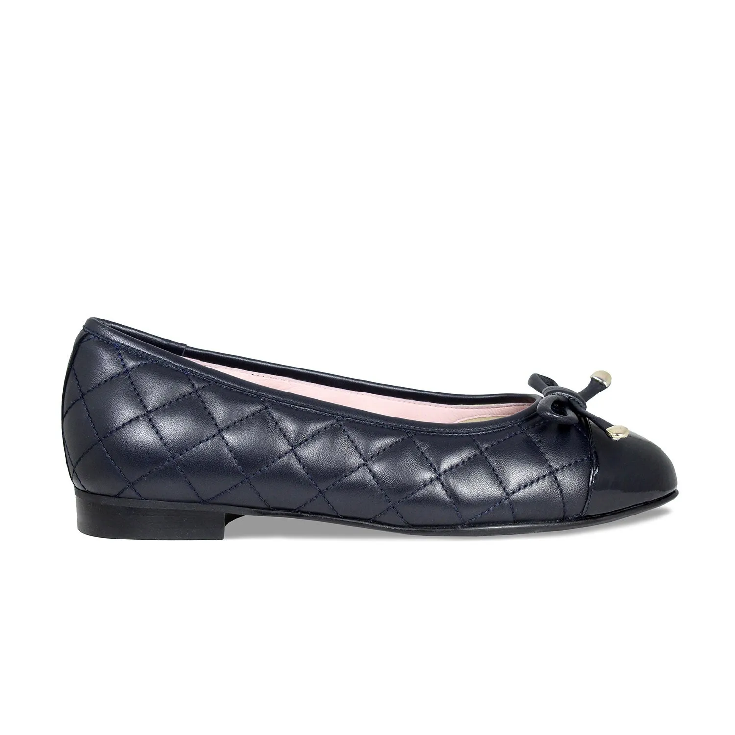 Royal: Navy Quilted Leather & Patent Contoured Insole Shape Park Fun